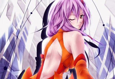 Yuzuriha Inori - anime, female, wink, long hair, inori, yuzuriha inori, pink hair, anime girl, realistic, guilty crown, hot, girl, red eyes, cg, cute, 3d, sexy