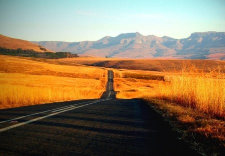 lonesome highway - highway, hills, mountains, fields