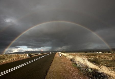 rainbow - field, fun, rainbow, nature