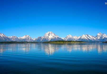 Lake By The Mountains - sky, lake, mountains, water, reflection, nature