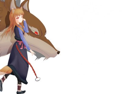 Holo The Wise Wolf - forms, anime, wolf, spice and wolf, girl, holo, red eyes, big, animal