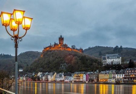 Reichsburg castle on the hill - village, oceans, castle, river