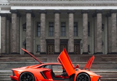 lamborghini - door, car, road, lamborghini