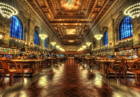 Library - photo, architecture, library, hdr