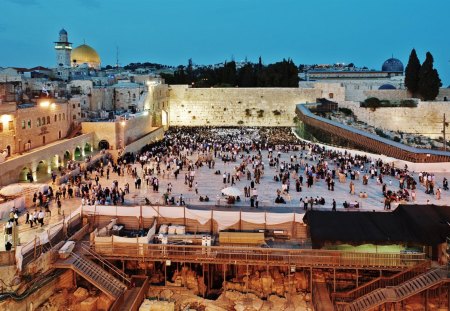 the waling wall in jerusalem - city, ancient, croud, wall