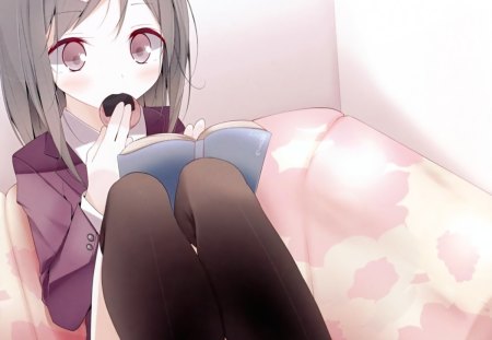 Yummy!. - anime, colorful, food, girl