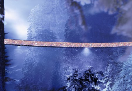 wonderful capilano suspension bridge at christmas - forest, river, bridge, suspention, christmas