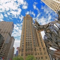 chrome sculpture on michigan ave. in chicago