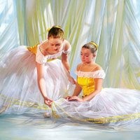 * BEAUTIFUL BALLERINA GIRLS - oil painting *