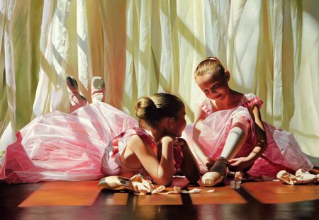 *** BALLERINA GIRLS - oil painting *** - oil, painting, girls, people, beautiful