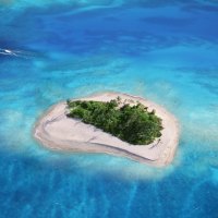 island, blue, sailboat,