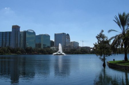 downtown orlando, florida, usa - florida, usa, water, orlando