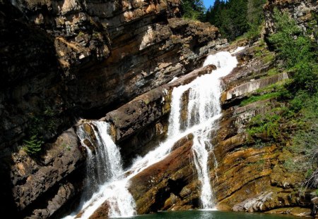 waterfalls - waterfalls, tree, forest, river