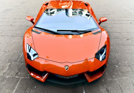 lamborghini - red, car, road, lamborghini