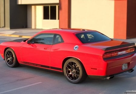 speedfactory dodge challenger - red, dodge, car, road