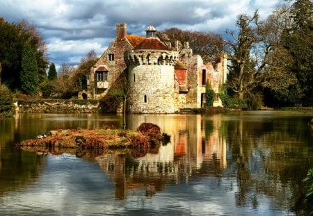 Castle - trees, castle, water, hdr, tree, photo