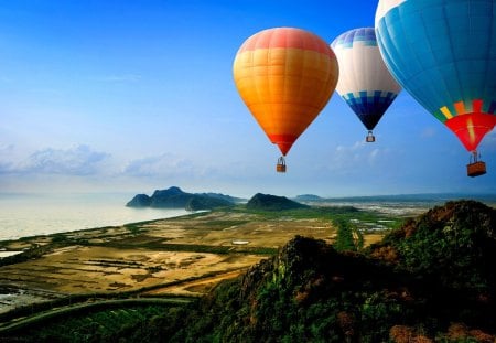 HOT AIR BALLOONS - flight, hot, air, balloons, sky