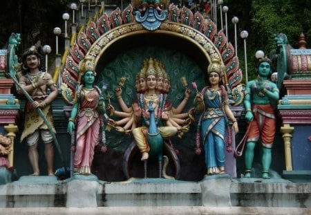 Indian Gods - monument, blue, indian, god, statue