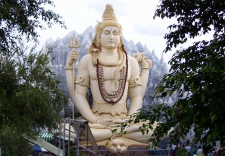 Mahashivratri - Kathmandu - monument, indian, lord shiva, india, kathmandu, religious, tree, white, green, Mahashivratri, statue