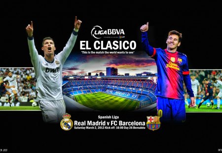 EL CLASICO 2013 - wallpaper, football, cristiano ronaldo, ronaldo, real madrid, lionel messi, messi, nike, el clasico, fc barcelona