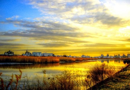 RIVER VIEW at SUNSET - sunset, view, hdr, river