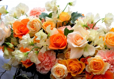 PRETTY ROSES - roses, blossoms, pretty, colors, flowers