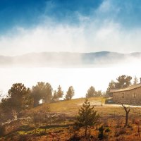 house on a mountain plateau