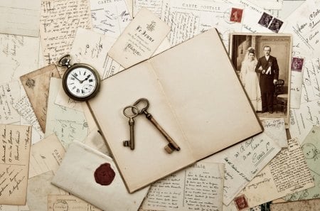 Vintage - compass, letter, key, vintage