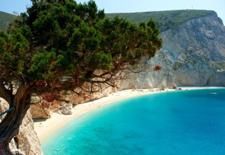 Greek riviera - beach, ocean, tree, greece