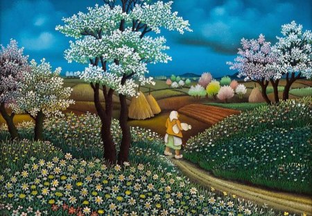 By Ivan Stefanek - painting, tree, art, field