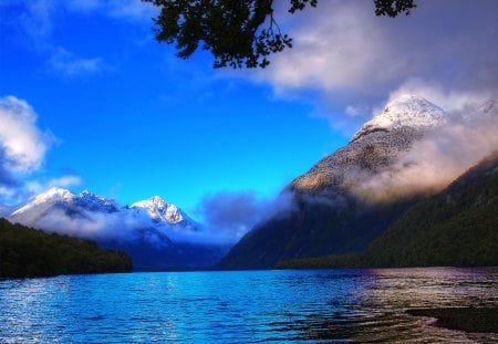 lake gunn - lake, mountains, blue, sky