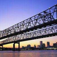 twilight on dual bridges in new orleans