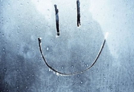 Frosty Smiley - people, photography, note, fantasy, entertainment, nature, abstract, message, blue, smile