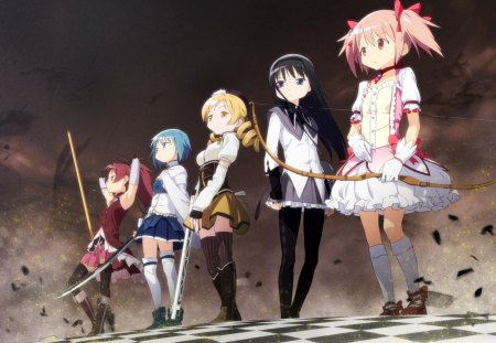 Puella Magi Madoka Magica - girls, weapons, cant think of a fourth, puella magi madoka magica