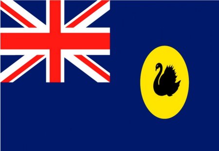 Flag of Western Australia - white, Australia, blue, swan, red, flag