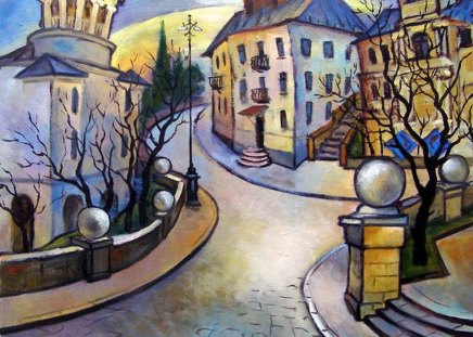 Urban view - urban, painting, strret, art