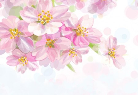 Fragrance of Spring - soft, blooms, simple, spring, paint, art, fragrant, fleurs, sakura, pink, flowers, cherry blossoms, apple blossoms