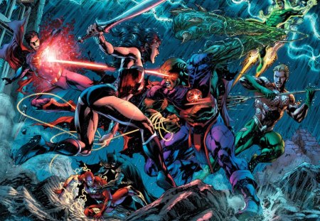 Justice League of America - wonder woman, batman, flash, superman, green lantern, martian manhunter, aquaman