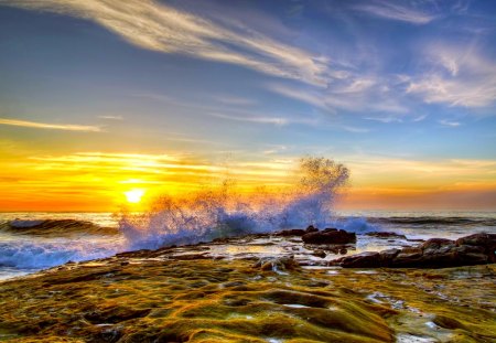 RHYTHMIC  DUSK - beach, sunset, sea, waves