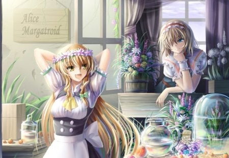 Touhou Project - Alice Margatroid - anime, Alice, girls, wreath, Touhou, Margatroid, VG, houce, video game