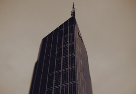 skyscraper in fog - fog, skyscraper, antenna, logo