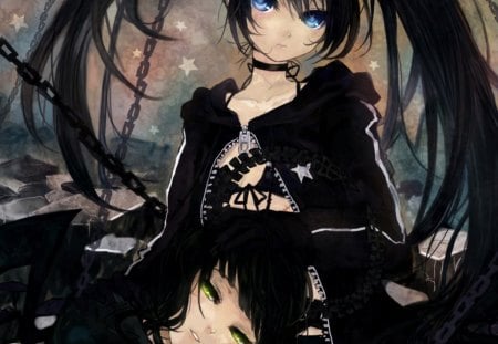 Black Rock Shooter - outside, girls, love, anime