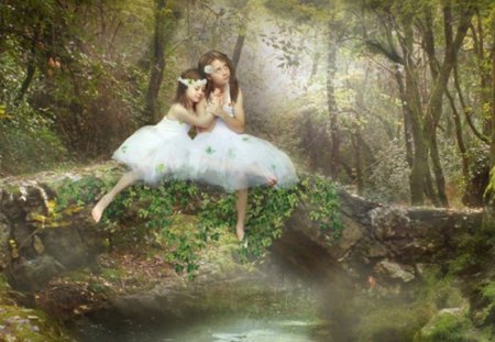 Into the open air - girls, forest, fantasy, trees