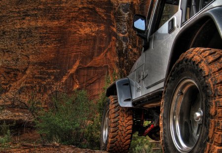 jeep on the road - wheel, road, jeep, grass