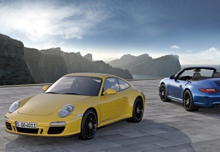 carrera gts blue and yellow - gt, carrera, porsche, car