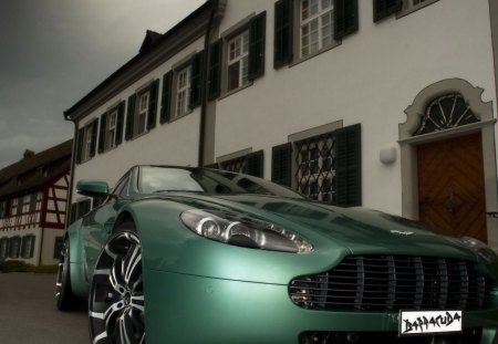 green aston martin - road, aston, green, martin