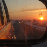 sunrise in the mirror