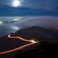 night time mountain drive