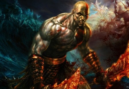 God of War - male, warrior, god of war, kratos, weapons, games, video games