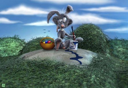 The Painter - funny, artwork, Bunny, eastereggs, Easter Bunny